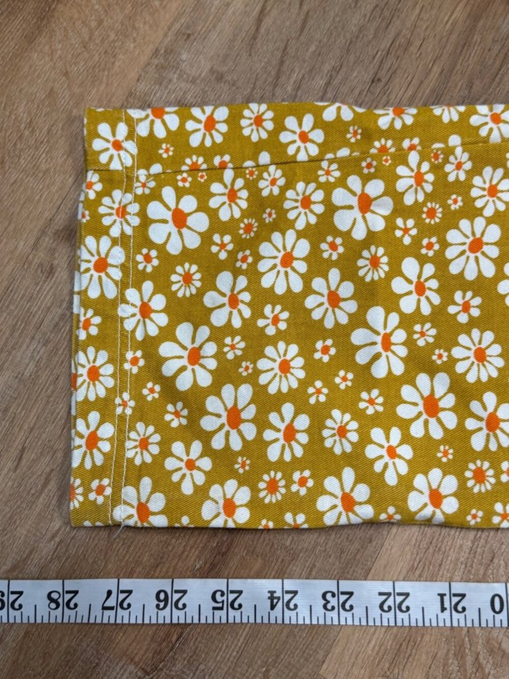 Big Bud Press Work Pants XXS Yellow Orange Daisy Print High Rise Cotton Twill Ma - Picture 7 of 7